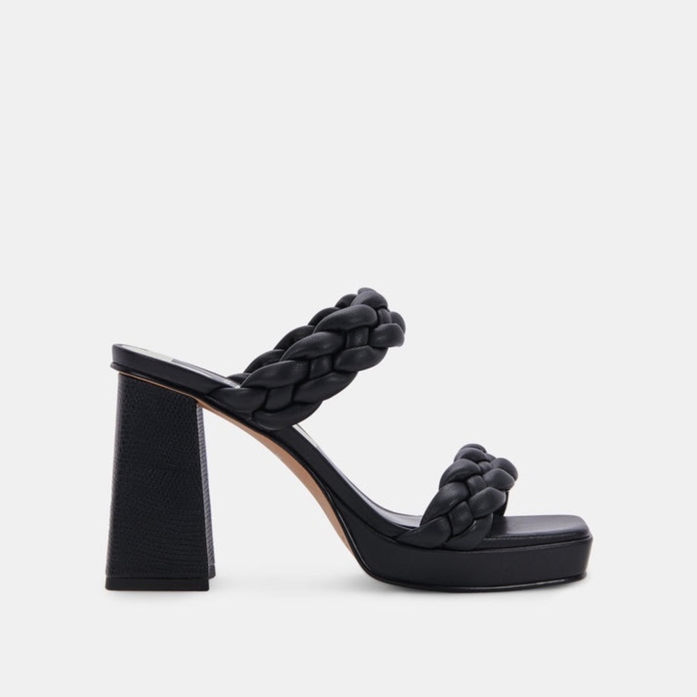 Dolce Vita Black Braided Double-Strap Platform Sandals